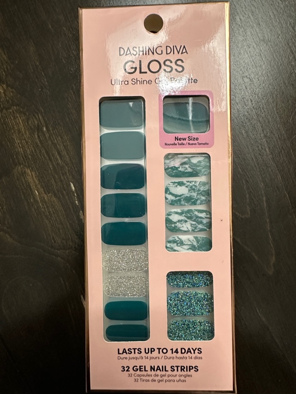 Dashing Diva Gloss Teal & Marble Gel Nail Strips - Picture 1 of 2